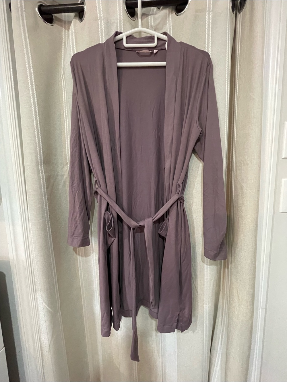 La Vie En Rose Dusty Mauve Long Sleeve Robe with Tie Belt